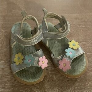 Carter’s Kids' Light-up Silver Sandals with Floral Accents